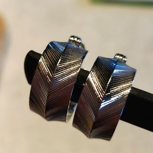 Vintage Monet Sterling Silver Hoops